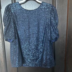 Anthropologie Navy Sequin Blouse